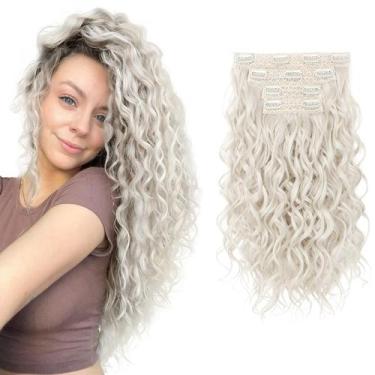 Imagem de Extensões de cabelo REECHO Curly 40cm Clip em loiro platinado