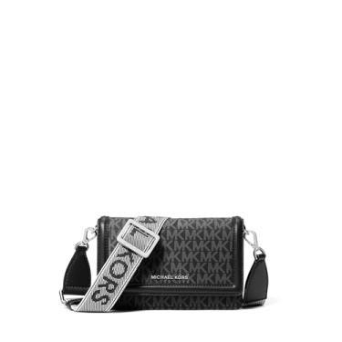 Imagem de Michael Kors Bolsa tiracolo pequena para celular Jet Set, Ferragens prateadas/assinatura tonal/preta, One Size