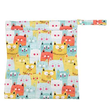 Imagem de Bolsa de fraldas de pano, bolsa de armazenamento lavável com estampa de desenho animado com bolsos de camada dupla para viagem e bolsa de cosméticos