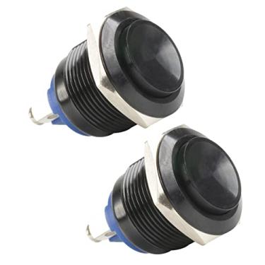 Imagem de Paialu 2 interruptores de botão momentâneos, interruptores de botão de pressão de liga de alumínio 5A - Terminal de parafuso SPST 1NO 12V SPST metal alto redondo à prova d'água para interruptor de