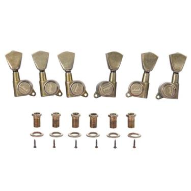 Imagem de KAISH Afinadores de bloqueio 3x3 18:1 teclas de afinação de guitarra com botões fundamentais para LP/Les Paul/SG/ES ou guitarras acústicas, relíquias de níquel