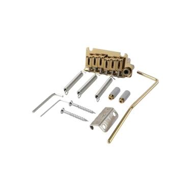 Imagem de OVSAL Ponte de guitarra elétrica de 10,5 mm com placa de selas de aço inoxidável, bloco de latão, ponte tremolo de 2 pontos, compatível com peças de reposição para guitarra elétrica Stratocaster Strat