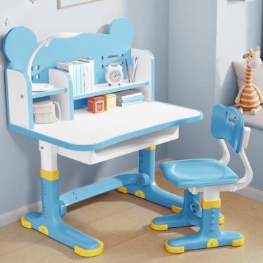 Imagem de Xaperexi Conjunto de mesa e cadeira infantil, mesas de estudo escolar infantil com altu...