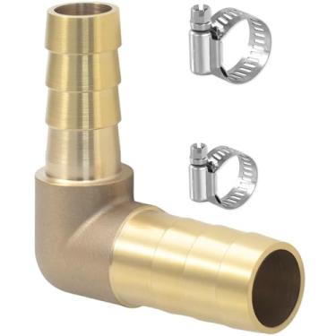 Imagem de Sctihwelire Adaptador de encaixe de farpa de mangueira de cotovelo redutor de latão, 1/2 (12 mm) a 5/16 (8 mm) redutor de emenda com braçadeiras de aço inoxidável kit de reparo de mangueira de ar para