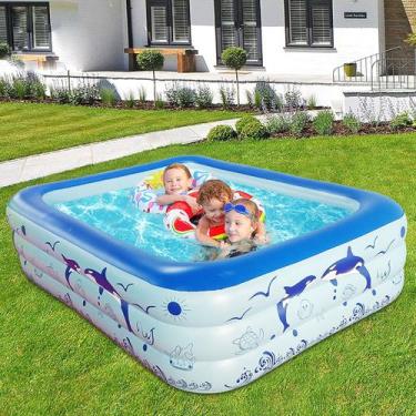 Imagem de Piscina Infantil Retangular 300 Litros Para Crianças Bebês e Pets Em P