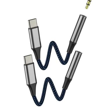Imagem de Adaptador de áudio USB C para 3,5 mm para iPhone 16 15 Pro Max para fones de ouvido Apple (pacote com 2) cabo auxiliar compatível com Samsung Galaxy DAC com fio carro fêmea acessório para iPad
