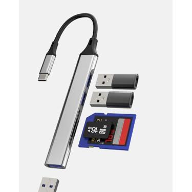 Imagem de Porta adaptador USB C Hub MacBook (5 em 1) cabo multiportas USB3.0 para laptop TF leitor de cartão SD para estação de ancoragem Apple para iPad Air Dongle para iPhone 16 15 Pro Max Thunderbolt