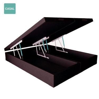 Imagem de Cama Box Baú Casal Bipartida Sintético Marrom 38X138X188