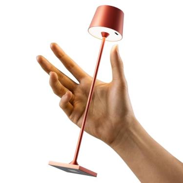 Imagem de Timjorman Luminária de mesa LED moderna que muda de cor, 7 cores, sombra de metal, controle de toque com modo de suspensão (vermelho)