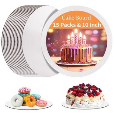 Imagem de Tábuas de bolo WINKIO, papelão branco redondo de 10 polegadas (15 unid