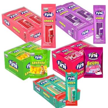 Imagem de Fini Tubes, Kit com 60 Pacotes de Balas, Sabores Azedinho, Morango, Uva, Banana e Twister, 15g Cada