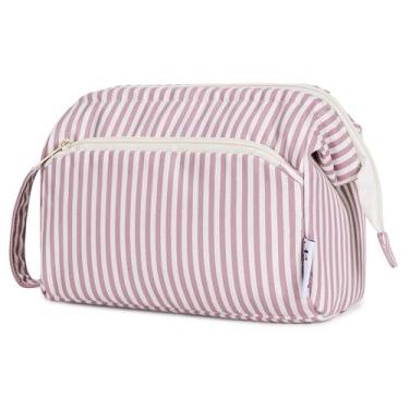 Imagem de Bolsa de maquiagem Narwey Listrada Wide-Open Travel Dusty Rose