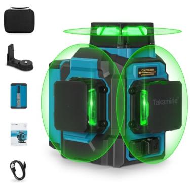 Imagem de Takamine Nível a laser 360 autonivelante, 3 x 360° ferramenta de nivelamento Lazer para construção e pendurar imagens, nível laser verde 3D 12 linhas com bateria de lítio recarregável, controle de
