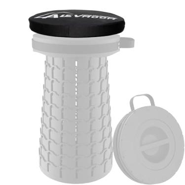 Imagem de ALEVMOOM Almofada de cadeira espessa para banco dobrável redondo XXL (exclui banco), almofada de assento grossa espuma macia com alça elástica para banco dobrável retrátil 1 pacote