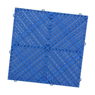 Imagem de KiBcsLic Tapete de drenagem interligado, piso de ladrilho, garagem, galpão, antiderrapante, emenda interna, modular, almofada, tapete de drenagem para, Azul