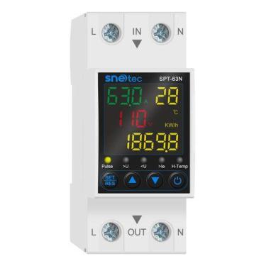Imagem de Relé Protetor Tensão Medidor Energia KWh 63A Snetec SPT-63N, 110/127V
