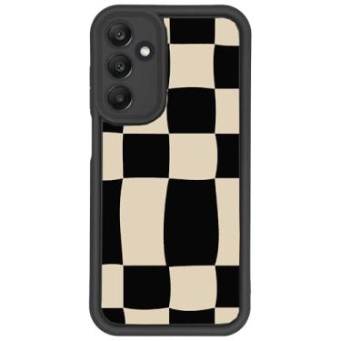 Imagem de Capa LALPOPO projetada para Samsung Galaxy A16 com design estético retrô clássico xadrez padrão feminino meninas macio TPU câmera lente protetora capa de telefone para Samsung Galaxy A16, preta