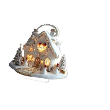 Imagem de MotiveTech Ornamento de acrílico 2D para decoração de casa com base, arte colecionável, praga de Natal para estante, mesa, armário, mesa, peça central, Comprimento 20.5 Cm