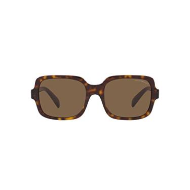 Imagem de Emporio Armani Óculos de sol quadrados femininos Ea4195, Havana brilhante/marrom escuro, 55 mm