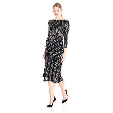 Imagem de French Connection Vestido longo feminino Diana Swirl de manga comprida, Preto, 40