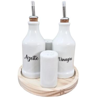 Imagem de Kit Galheteiro 5 pçs Azeite Vinagre Sal Paliteiro Porcelana