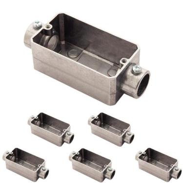 Imagem de 6 Condulete Tipo C Em Alumínio Sem Rosca Medida 1 1/4 Sieg Prateado