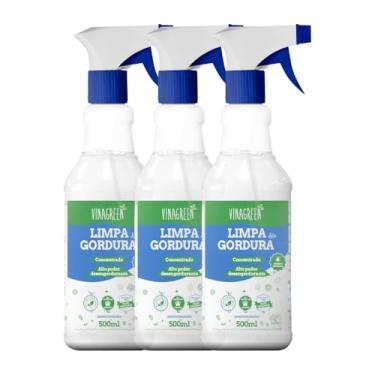 Imagem de Kit 3 Limpa Gordura 500ml Limpeza De Cozinha Churrasqueira Azulejos Grelha Forno Forninho Pias Armários Fogão Exaustores