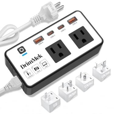 Imagem de DrimMek Conversor De 220 V Para 110 V, Adaptador De Viagem Eua Para Europa, Conversor De Energia Para Viagens Pela Europa, Adaptador De Energia Internacional Para Modelador De Cachos, Alisador De Ca