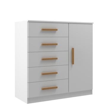 Imagem de Cômoda Sapateira New Monaco 1 Porta 5 Gavetas - Branco