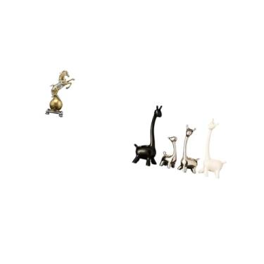 Imagem de Fenteer Estátua Moderna de Resina de Cavalo E Girafa de Cerâmica, Ornamento de Arte Artesanal, Estatueta Colecionável para Mesa de Centro, Prateleira, Escritó