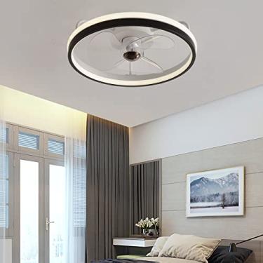 Imagem de Ventoinhas Liviroom com luzes de teto e controle remoto, moderno reversível 6 velocidades ajustável LED luz para interior quarto lounge sala de jantar/40 cm