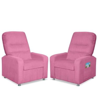 Imagem de Kit 02 Poltrona Do Papai Reclinável Confortável Suede Rosê