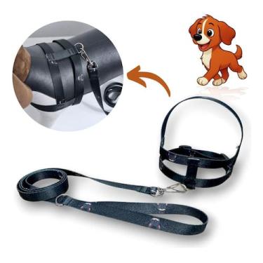 Imagem de Coleira Peitoral Lari Pet Com Guia Cães Seda Estampada N2, Preto