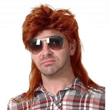 Imagem de Peruca Swiking Orange Mullet para homens dos anos 70 e 80 Disco Rocker