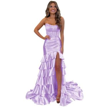 Imagem de Vestido de baile Mollyevers Corset plus size lilás acetinado 20W