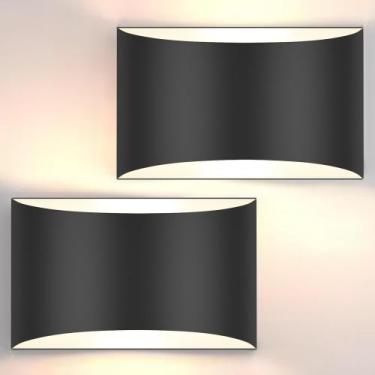 Imagem de Arandelas de parede LED FOLKSMATE 27x11x16cm pretas 120V 3000K