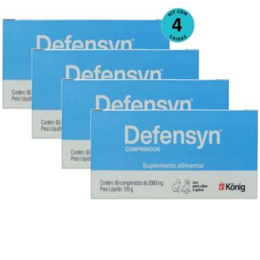 Imagem de Defensyn 2000mg Com 60 Comp Para Cães E Gatos Konig Kit Com 4