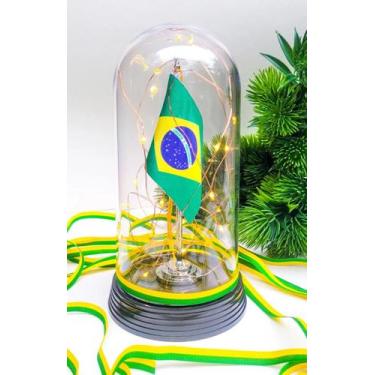 Imagem de Luminária Redoma / Cúpula com Bandeira do Brasil  Luzes de LED Quente 