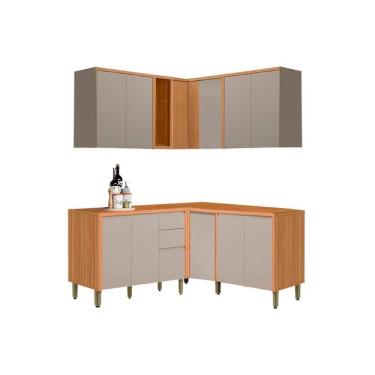 Imagem de Cozinha Modulada Completa Allure 6 Peças (3aéreos+3balcões) Cp28 Jequitiba-gris Fosco - Linea Brasil