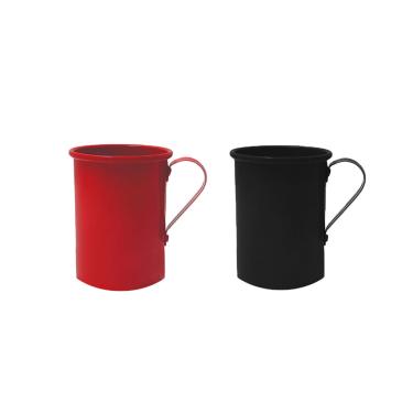 Imagem de Caneca Aluminio Preta e Vermelha Chopp Drink 375ml Retro 2un