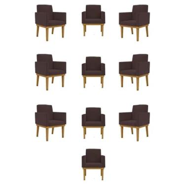 Imagem de Kit 10 Poltronas Decorativa Reforçada Oferta - Salão Cor:marrom
