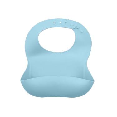 Imagem de HOMELIFE Babador de Silicone NT-23 para Bebê Azul, Fecho com Botão, Livre de BPA, Ideal para Crianças e Bebês