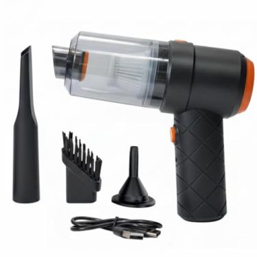 Imagem de Aspirador de Pó Portátil 2 em 1 com 3 Bocais 6000Pa — Aspirar e Soprar, USB Recarregável, Filtro HEPA Lavável, para Carro, Teclado e Casa