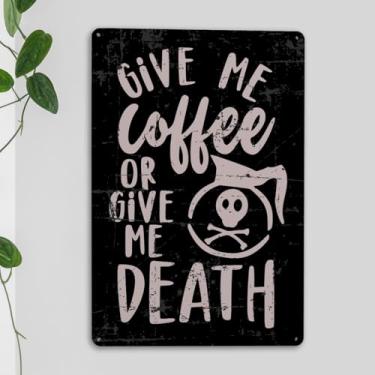 Imagem de Placa de metal de café engraçada para inauguração de casa, presentes de aniversário para mulheres, homens, amigos, amantes de café, cozinha rústica, placa de metal em lata, decoração de parede para