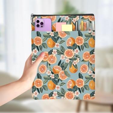 Imagem de Presentes para amantes de livros de flores de toranja, capa de livro, bolsa de livros para livros com bolso frontal com zíper acessórios para livros presentes de toranja para mulheres bibliotecária