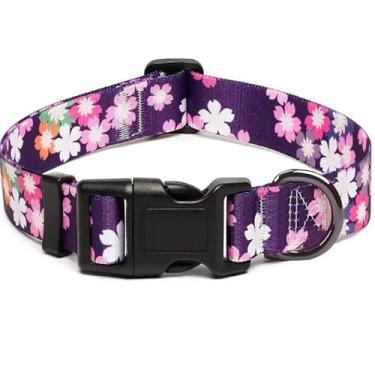 Imagem de Coleiras roxas para cães pequenos, estampa boêmia, margarida, filhote de cachorro, macio, fofo, fivela ajustável para PP, pequeno, médio, grande, animais de estimação, cães, meninos, meninas, machos