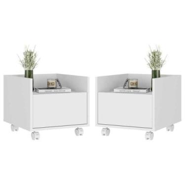 Imagem de Kit+2 Mesas De Cabeceira 40cm Mp4045 Branca - MULTIMOVEIS