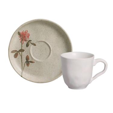 Imagem de Xícara de Café Campestre Branca e Cinza