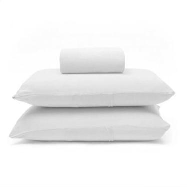 Imagem de Jogo De Cama Buettner Queen Malha 100% Algodão Basic Liso 3 Peças Branco