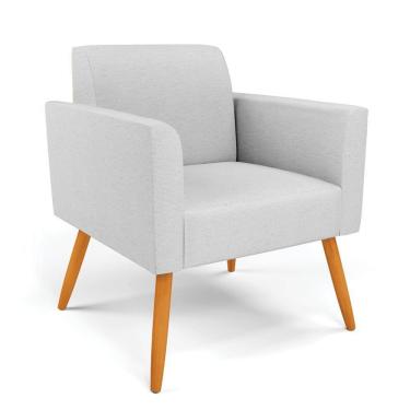 Imagem de Poltrona Pés Palito Castanho Marisa Linho Cinza A05 D03 - D'rossi